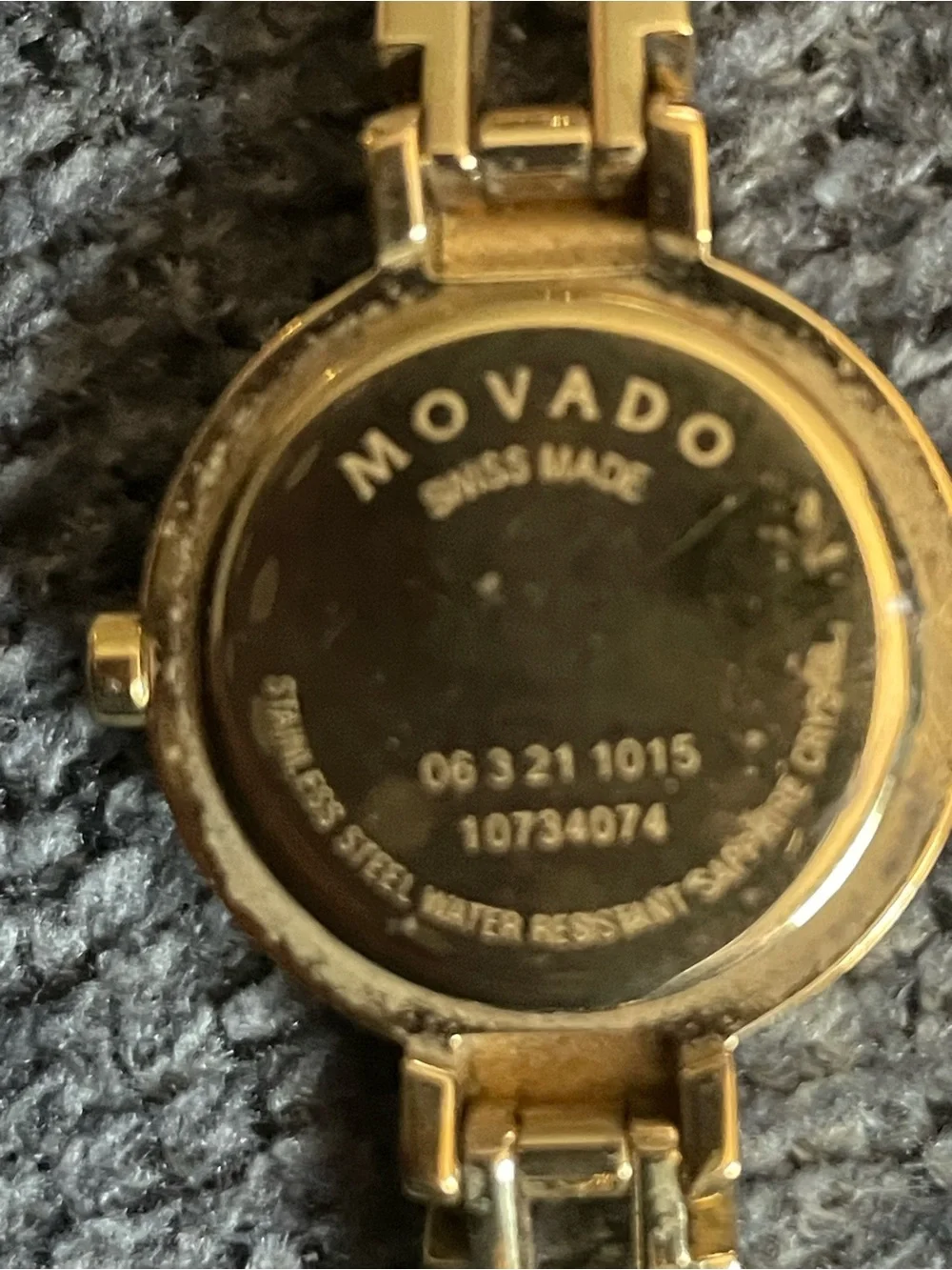 Movado Gold Tone Women's Bangle Watch with Black Dial